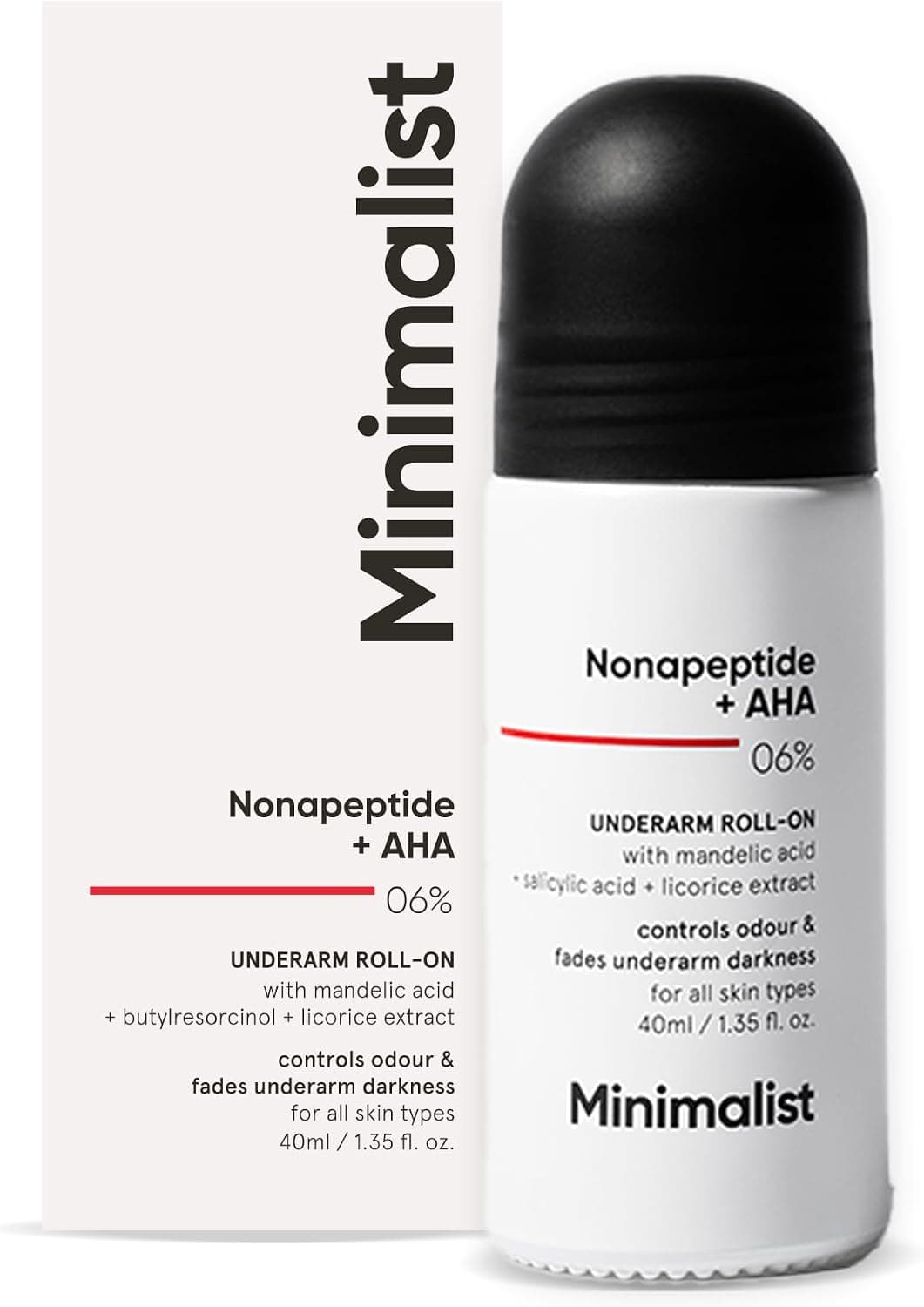 Minimalist, роликовый дезодорант для подмышек с нонапептидом + AHA BHA 0,6% | 40 мл - Premium косметика by Minimalist